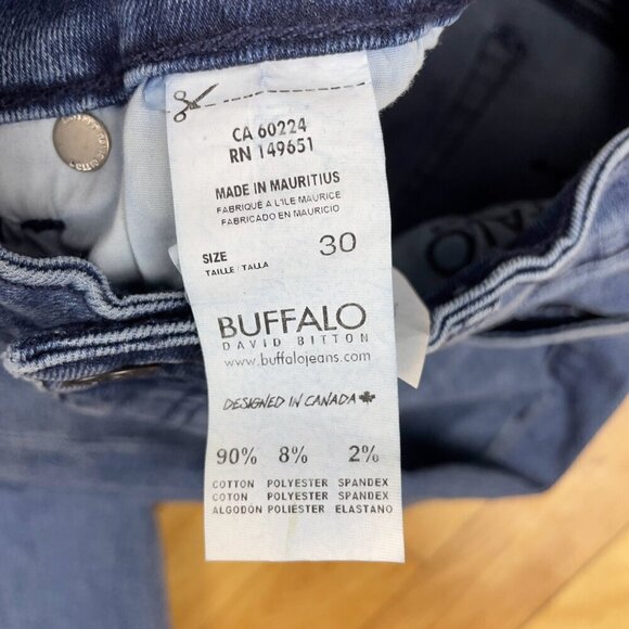 BUFFALO DAVID BITTON NWT Mid Rise Bootcut Queen Whiskered & Sanded Blue Jeans 30 - Picture 11 of 16